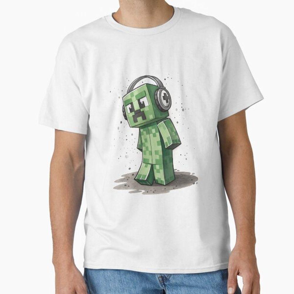 Cool Minecraft Creeper Wearing Headphones Tshirt Cool Minecraft Creeper Wearing Headphones Tshirt